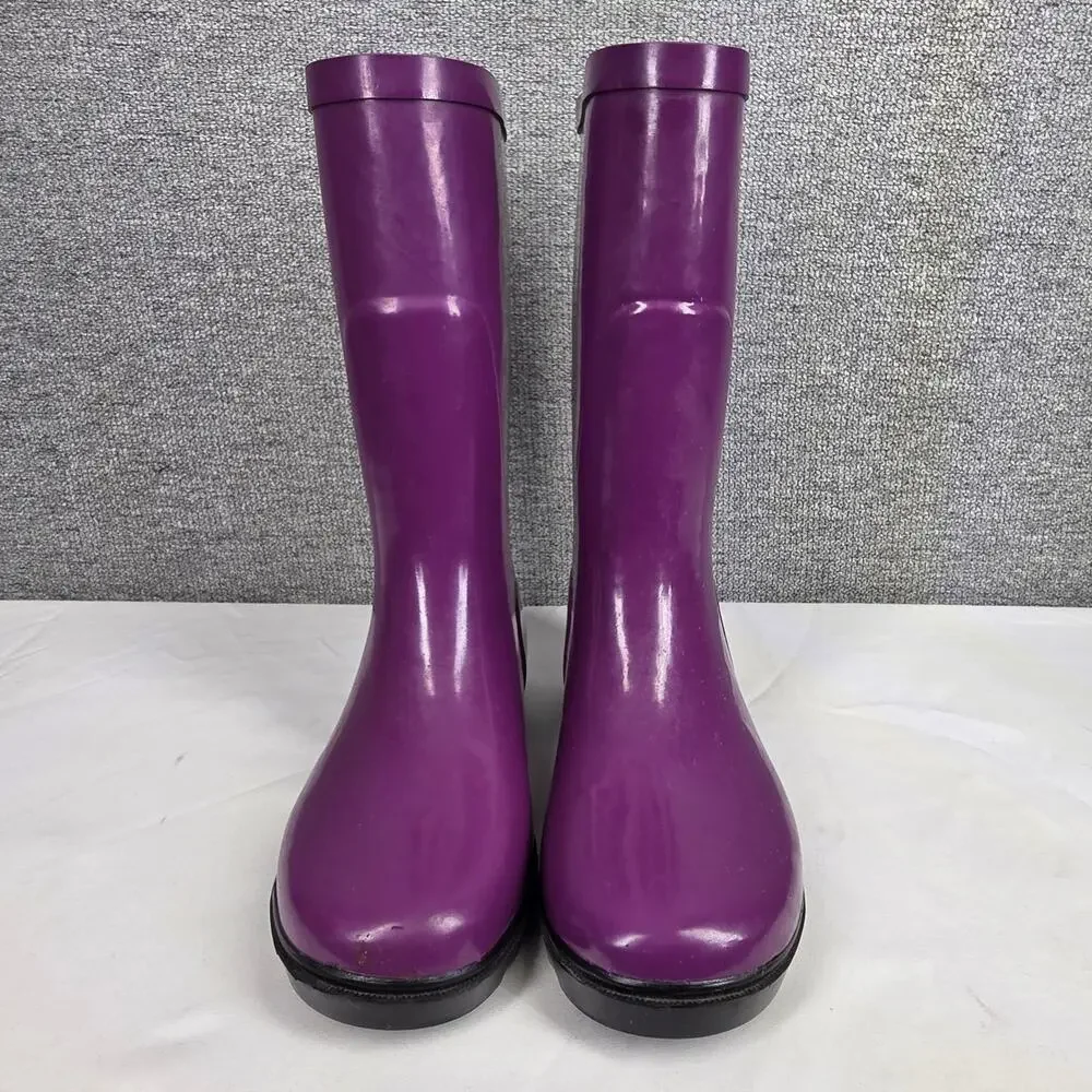 COLUMBIA CHILDREN’S DOWNPOUR RAIN BOOTS PLUM BLACK PURPLE - US SIZE 2